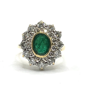Secondhand Emerald and Diamond Cluster Ring