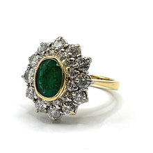 Load image into Gallery viewer, Secondhand Emerald and Diamond Cluster Ring
