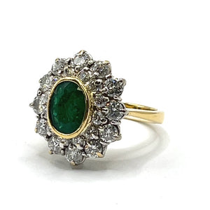 Secondhand Emerald and Diamond Cluster Ring