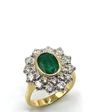 Load image into Gallery viewer, Secondhand Emerald and Diamond Cluster Ring
