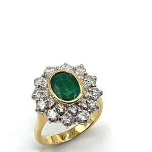 Secondhand Emerald and Diamond Cluster Ring