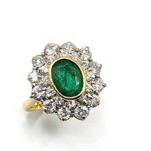 Load image into Gallery viewer, Secondhand Emerald and Diamond Cluster Ring

