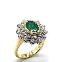 Load image into Gallery viewer, Secondhand Emerald and Diamond Cluster Ring
