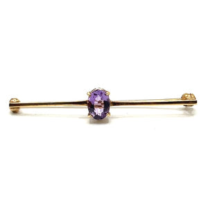 Secondhand Vintage Amethyst Bar Brooch