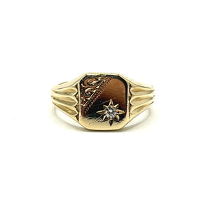 Secondhand 9ct Gold Diamond Signet Ring