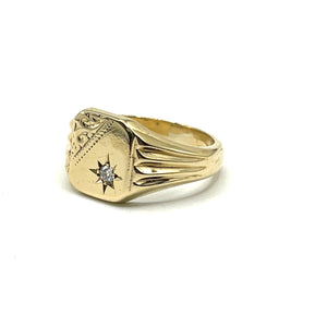 Secondhand 9ct Gold Diamond Signet Ring