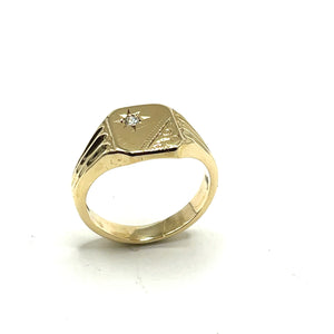 Secondhand 9ct Gold Diamond Signet Ring