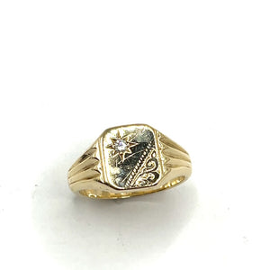 Secondhand 9ct Gold Diamond Signet Ring
