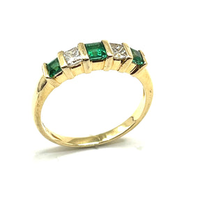 Secondhand 14k Emerald and Diamond Ring