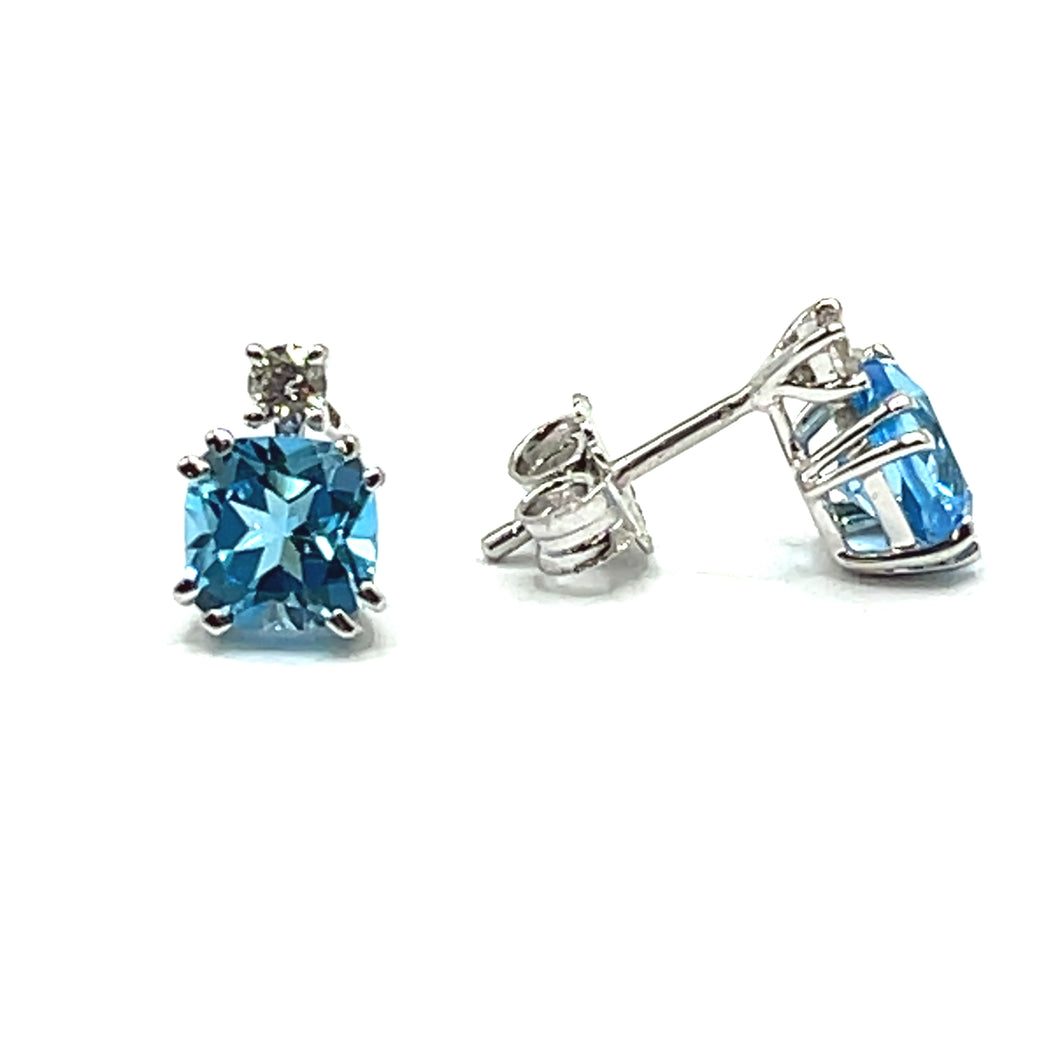 9ct White Gold Topaz and Diamond Earrings