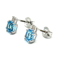 Load image into Gallery viewer, 9ct White Gold Topaz and Diamond Earrings
