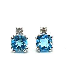 Load image into Gallery viewer, 9ct White Gold Topaz and Diamond Earrings
