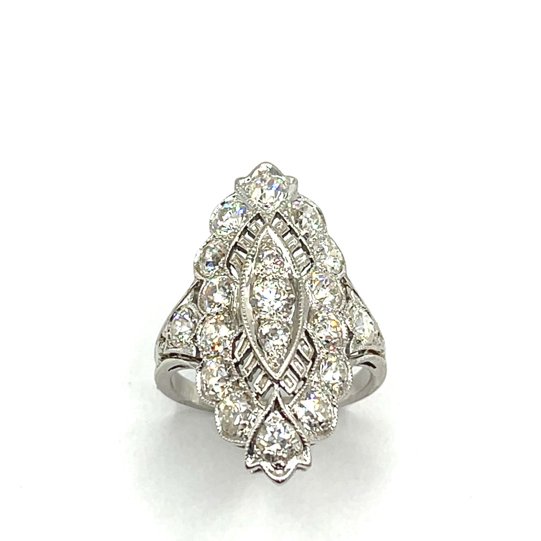 Secondhand Vintage Marquise Cluster Diamond Ring