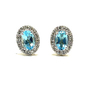 9ct Gold Topaz and Diamond Cluster Stud Earrings