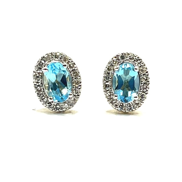 9ct Gold Topaz and Diamond Cluster Stud Earrings