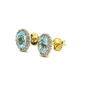9ct Gold Topaz and Diamond Cluster Stud Earrings