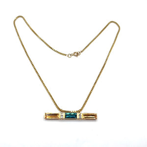 Secondhand 18ct Gold Teal Tourmaline and Citrine Necklace