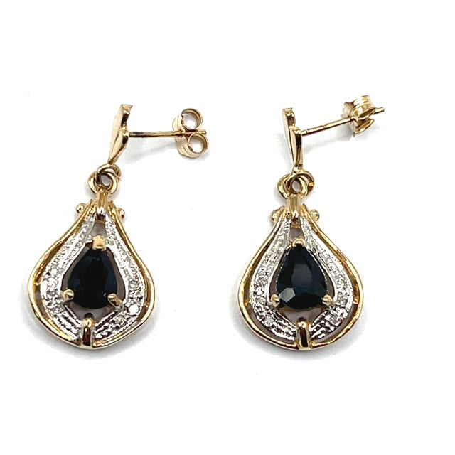 Secondhand Sapphire and Diamond Earrings