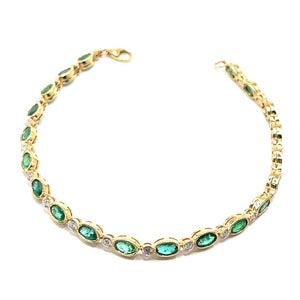 Gold Emerald and Diamond Line Bracelet