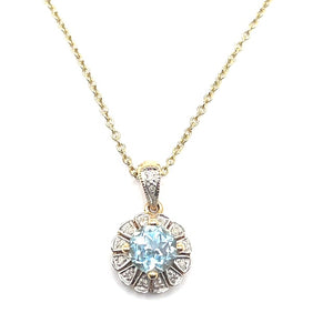 9ct Gold Topaz and Diamond Necklace
