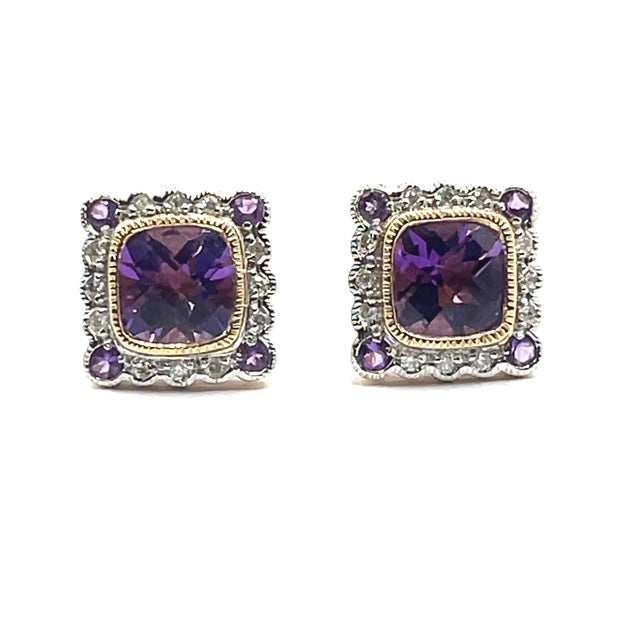 9ct Gold Amethyst Earrings