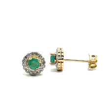Load image into Gallery viewer, 9ct Gold Emerald and Diamond Earrings

