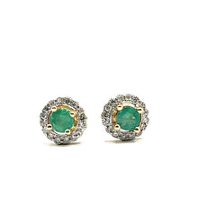 Load image into Gallery viewer, 9ct Gold Emerald and Diamond Earrings
