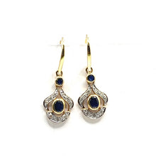 Load image into Gallery viewer, 9ct Gold Sapphire and Diamond Earrings
