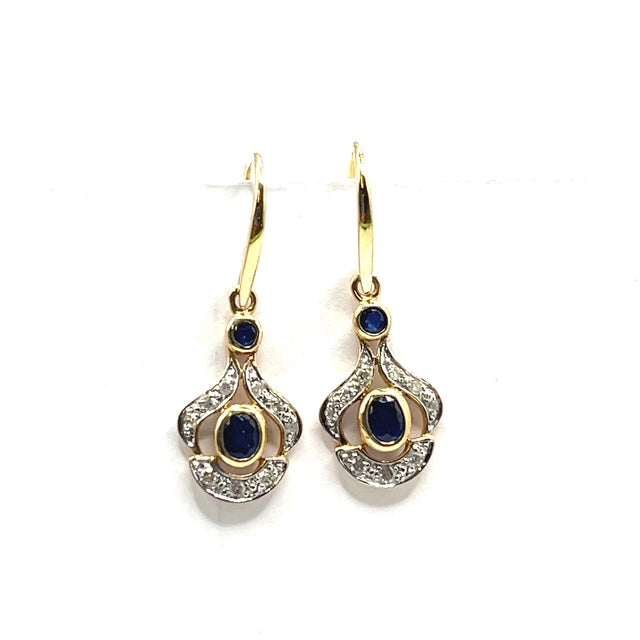 9ct Gold Sapphire and Diamond Earrings