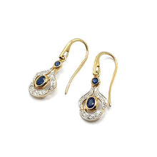 Load image into Gallery viewer, 9ct Gold Sapphire and Diamond Earrings
