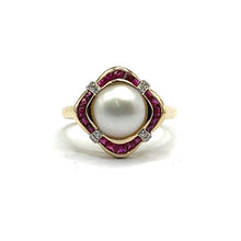 Load image into Gallery viewer, 9ct Gold Pearl and Ruby Ring
