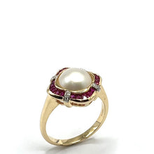 Load image into Gallery viewer, 9ct Gold Pearl and Ruby Ring
