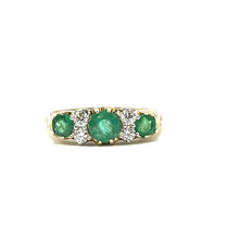 Load image into Gallery viewer, 9ct Gold Emerald and Diamond Three Stone Ring
