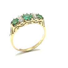 Load image into Gallery viewer, 9ct Gold Emerald and Diamond Three Stone Ring
