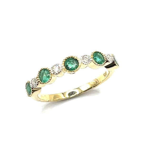 9ct Gold Emerald and Diamond Eternity Ring