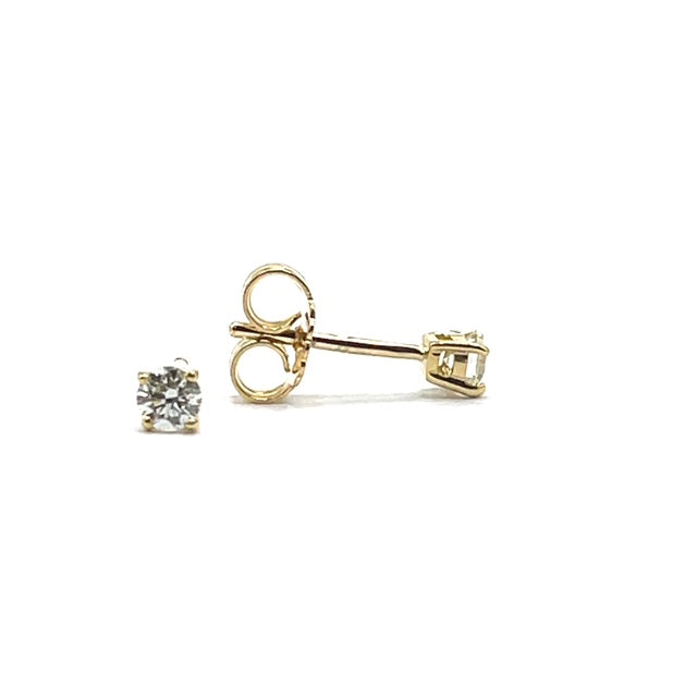 18ct Gold Natural Diamond Solitaire Earrings - 0.25ct