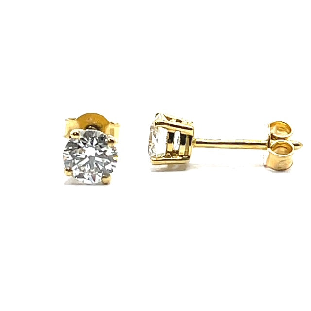 18ct Gold Natural Diamond Solitaire Earrings - 1.00ct