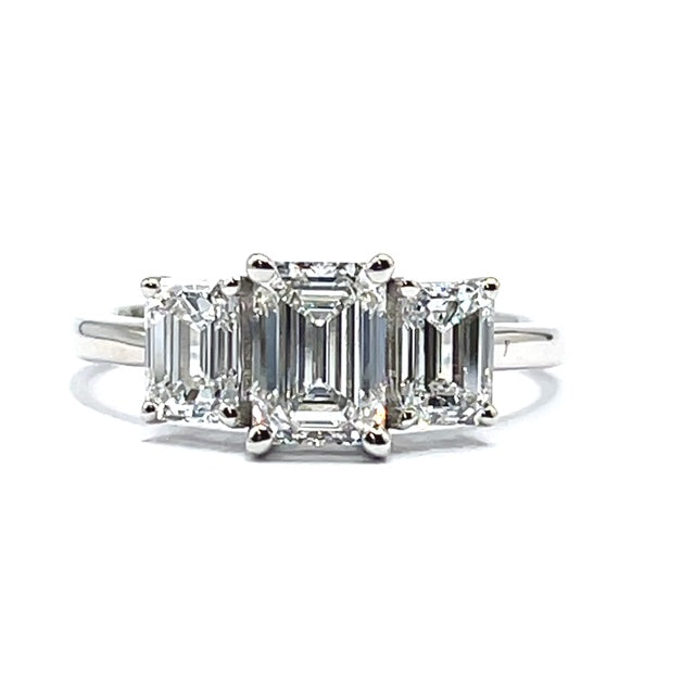 Platinum Lab Grown Diamond Three Stone Ring - 2.00ct