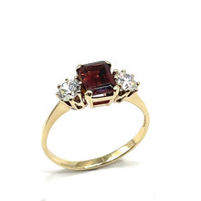 Load image into Gallery viewer, Secondhand 9ct Gold Garnet and Cubic Zirconia Ring
