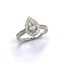 Load image into Gallery viewer, Secondhand 18ct White Gold Pear Cut Diamond Halo Ring
