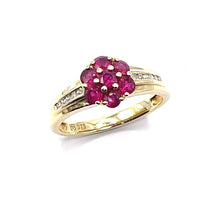 Load image into Gallery viewer, Secondhand 9ct Gold Ruby Cluster Ring
