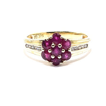 Load image into Gallery viewer, Secondhand 9ct Gold Ruby Cluster Ring
