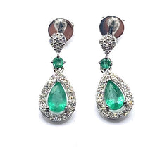 Load image into Gallery viewer, Secondhand Emerald and Diamond Earrings

