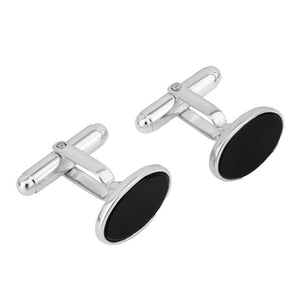 Silver Black Onyx Oval Cufflinks