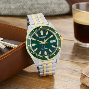 Citizen Eco Drive Watch Mens Bi-Colour Bracelet