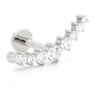 Titanium Labret Stud Crystal Crescent