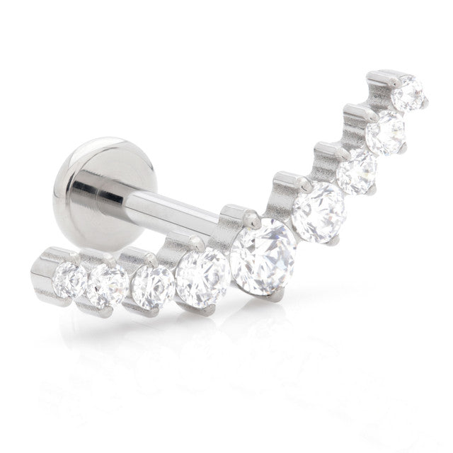 Titanium Labret Stud Crystal Crescent