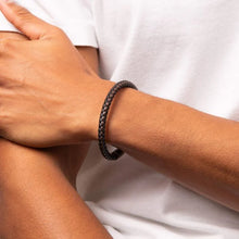 Load image into Gallery viewer, Black and Brown Woven Leather Bracelet
