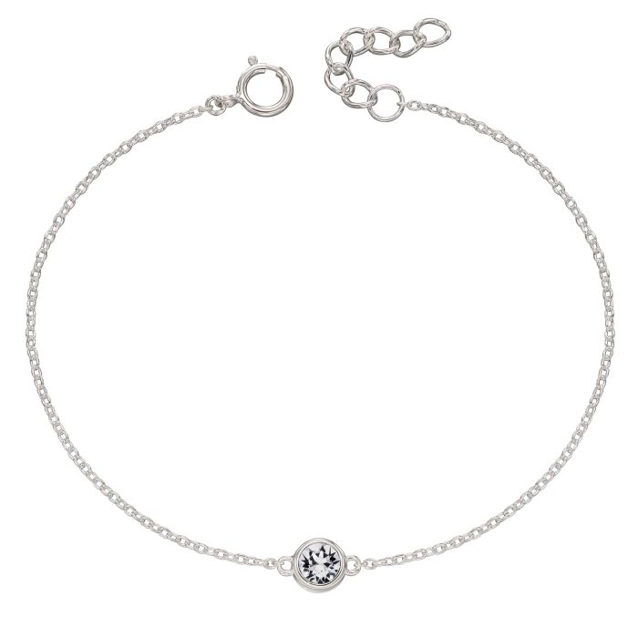 Silver Chain Bracelet with Crystal Charm