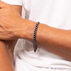 Stainless Steel Gunmetal Curb Bracelet